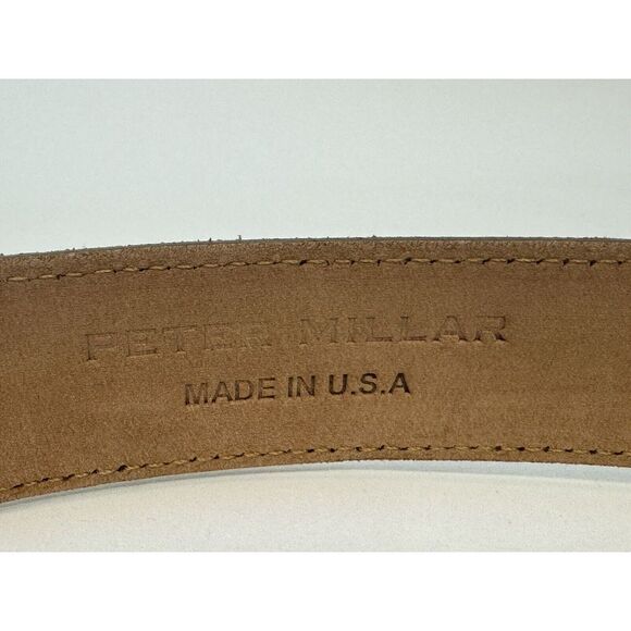 NWT PETER  MILLAR Excursionist Calf Suede Belt CHESTNUT Brown Men's Size 32 $200 - Picture 5 of 9